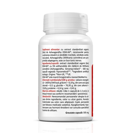 Ashwaghanda KSM-66 Forte, 500 mg, 60 capsule, Zenyth 619072