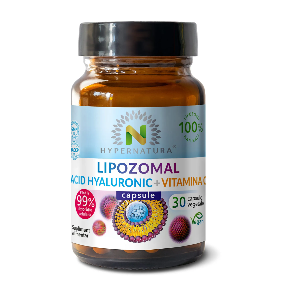 Lipozomal Acid Hyaluronic + Vit C, 30 capsule vegetale, Hypernatura