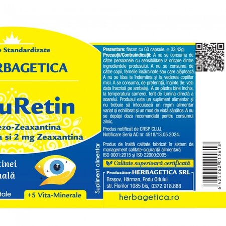Macuretin, 60 capsule, Herbagetica 608990