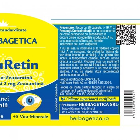 Macuretin, 30 capsule, Herbagetica 609001