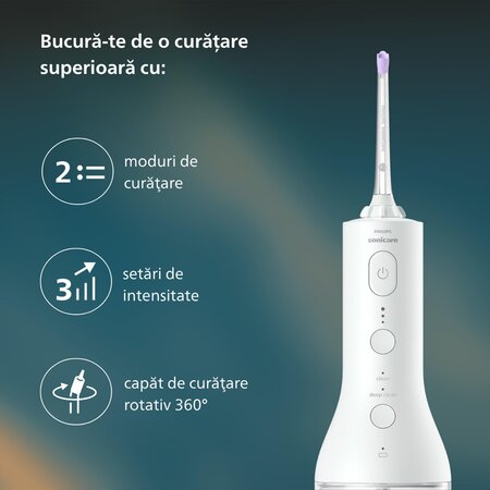 Irigator bucal portabil HX3826/31 alb, 1 bucata, Philips Sonicare 732468