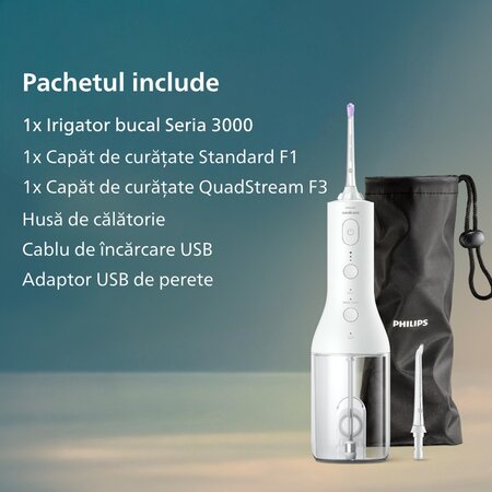 Irigator bucal portabil HX3826/31 alb, 1 bucata, Philips Sonicare 732467