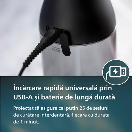 Irigator bucal portabil negru HX3826/33, 1 bucata, Philips Sonicare 732487