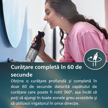 Irigator bucal portabil negru HX3826/33, 1 bucata, Philips Sonicare 732483