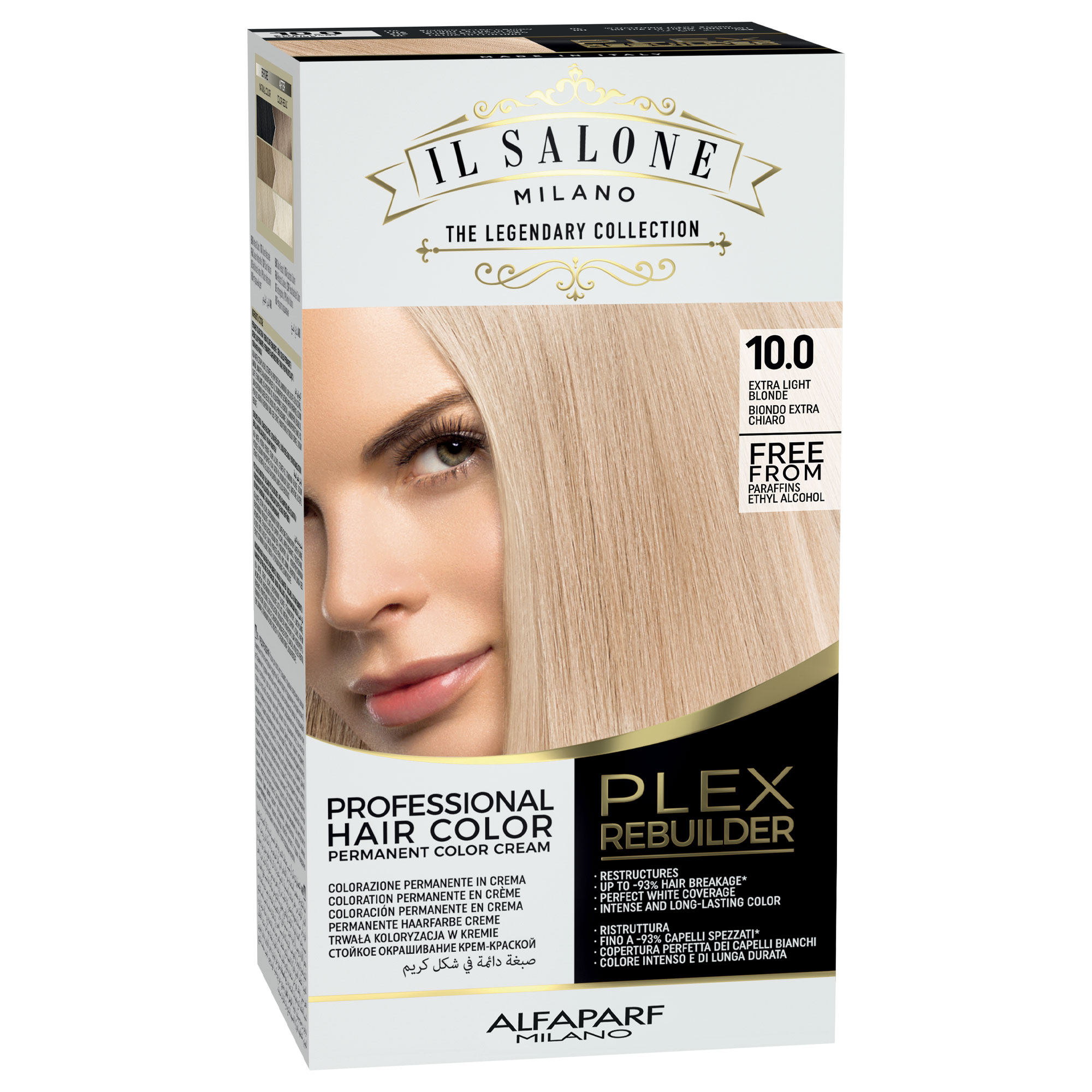 Vopsea de par permanenta 10.0 Extra Light Blonde, Il Salone Plex Rebuilder Alfaparf