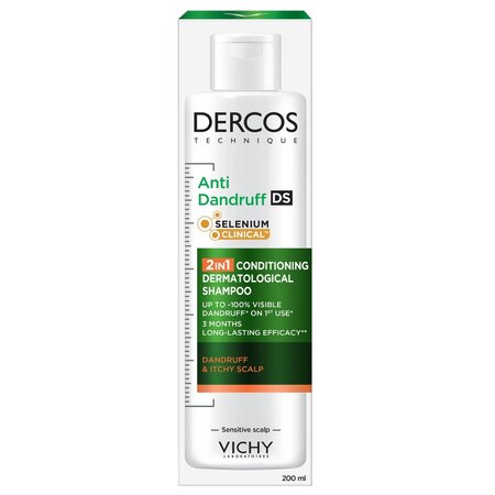Sampon si balsam 2 in 1 antimatreata pentru scalp cu senzatie de mancarime Dercos, 200 ml, Vichy 748111