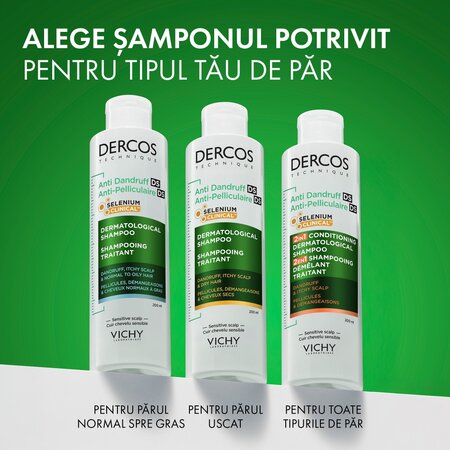 Sampon si balsam 2 in 1 antimatreata pentru scalp cu senzatie de mancarime Dercos, 200 ml, Vichy 748120