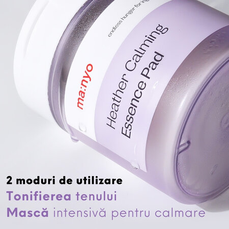 Dischete imbibate cu ser Heather Calming Essence Pad, 60 bucati, manyo 609926