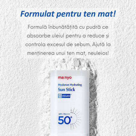 Stick de protectie solara SPF50+ PA++++ Hyaluron Hydrating Sun Stick, 19 ml, manyo 609992