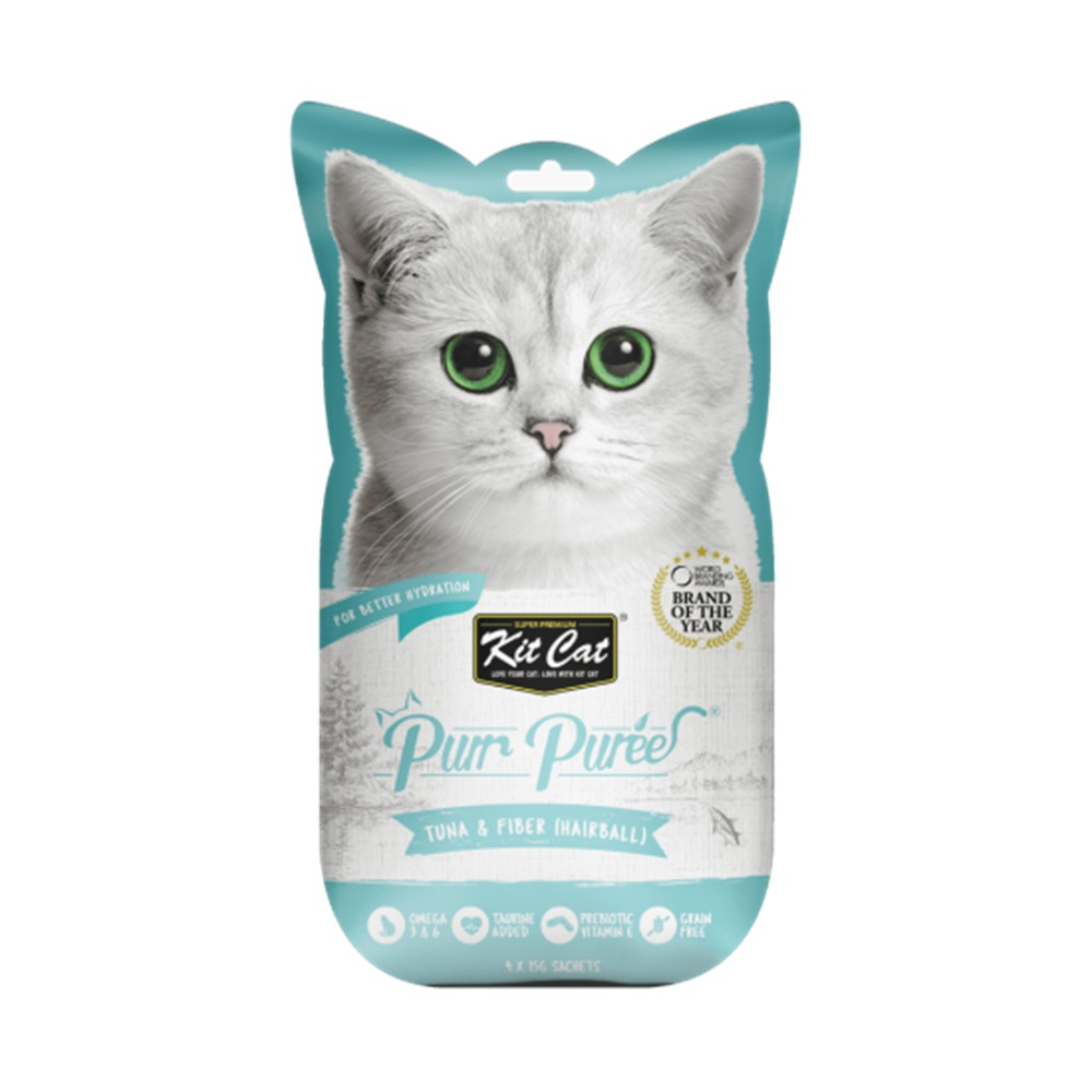 Recompense lichide cu ton si ulei de peste pentru pisici Skin&Coat Purr Puree, 4x15 g, Kit Cat