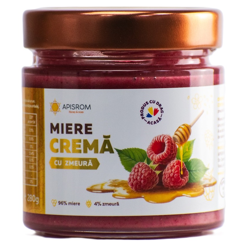 Miere crema cu zmeura, 280 g, Apisrom