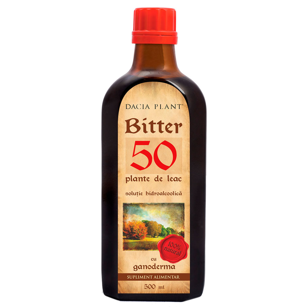 Bitter din 50 de plante cu Ganoderma, 500 ml, Dacia Plant