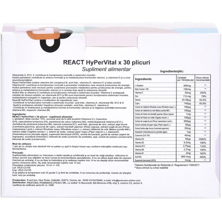 React HyPerVital, 30 plicuri X 10 ml, EverCare 727495