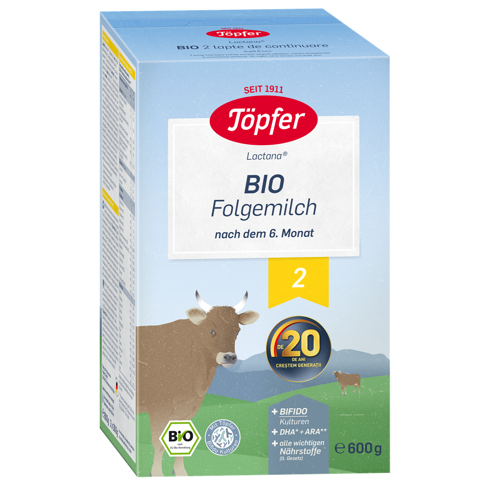 Lapte praf Bio 2 Lactana, 6 luni+, 600 g, Topfer