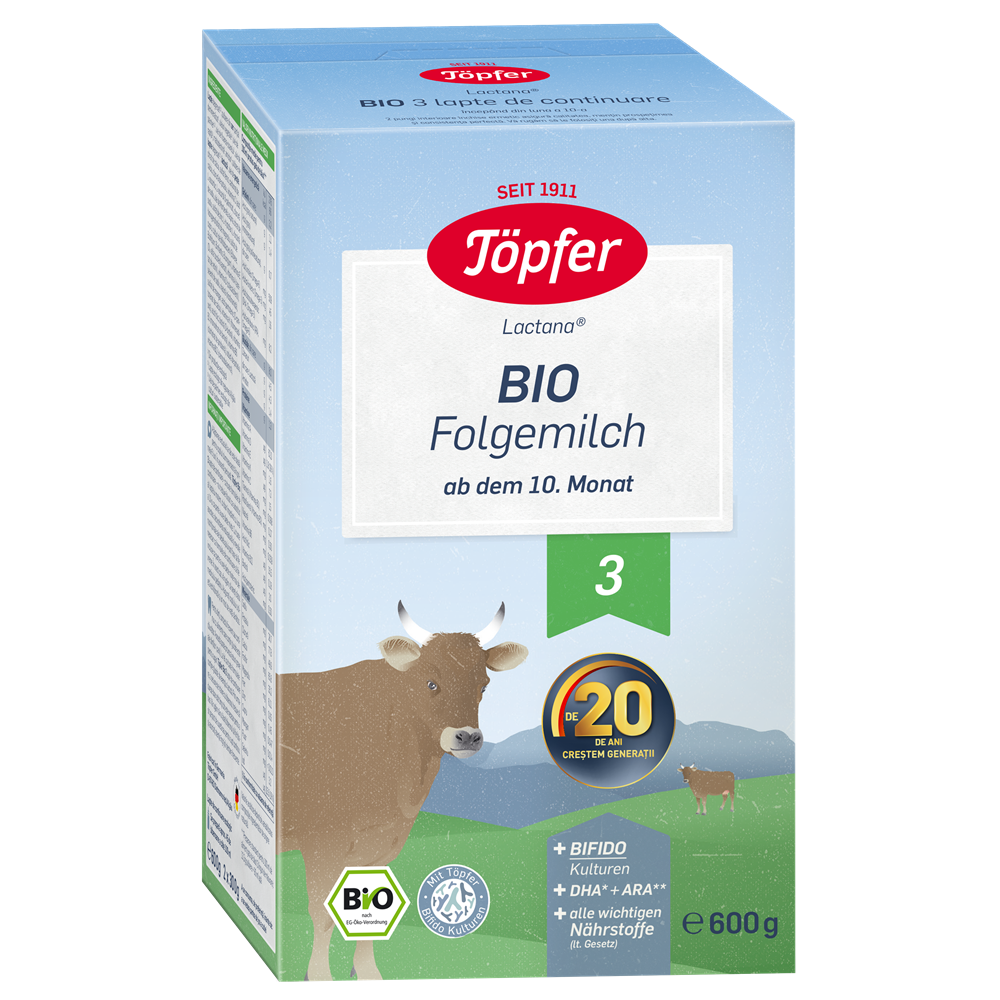 Lapte praf Bio 3 Lactana, +10 luni, 600 g, Topfer