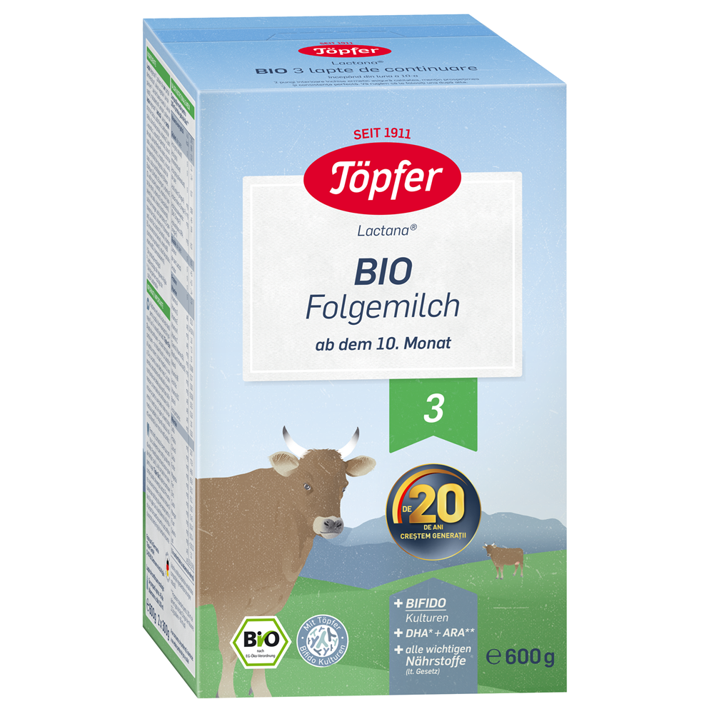 Lapte praf Bio 3 Lactana, +10 luni, 600 g, Topfer