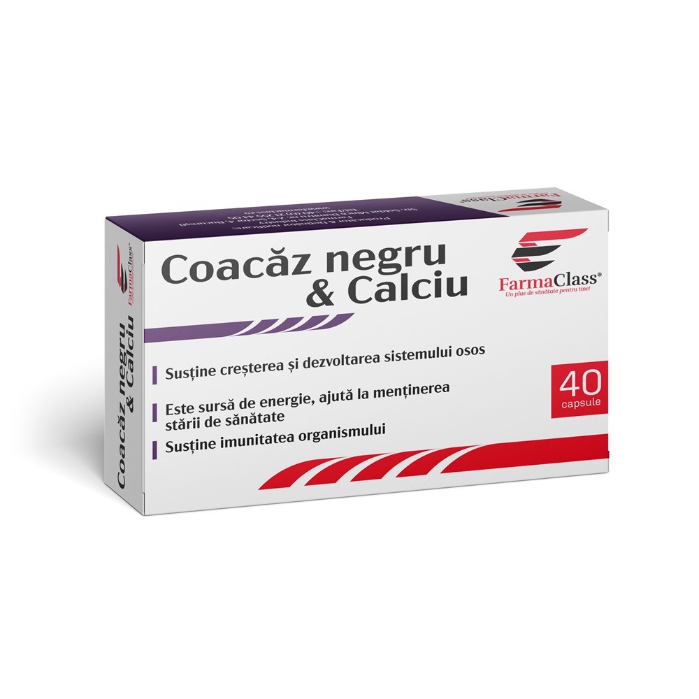 Coacaz negru & Calciu, 40 capsule, FarmaClass