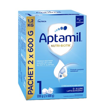 Pachet lapte praf Nutri-Biotik 1, 2 x 600 g, Aptamil 754645