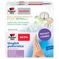 Pachet Kollagen system  Beauty Plus, 10 flacoane + Unghii Puternice, 30 comprimate, Doppelherz
