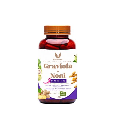 Graviola si Noni Forte, 1100 mg, 60 capsule, Blue Phoenix