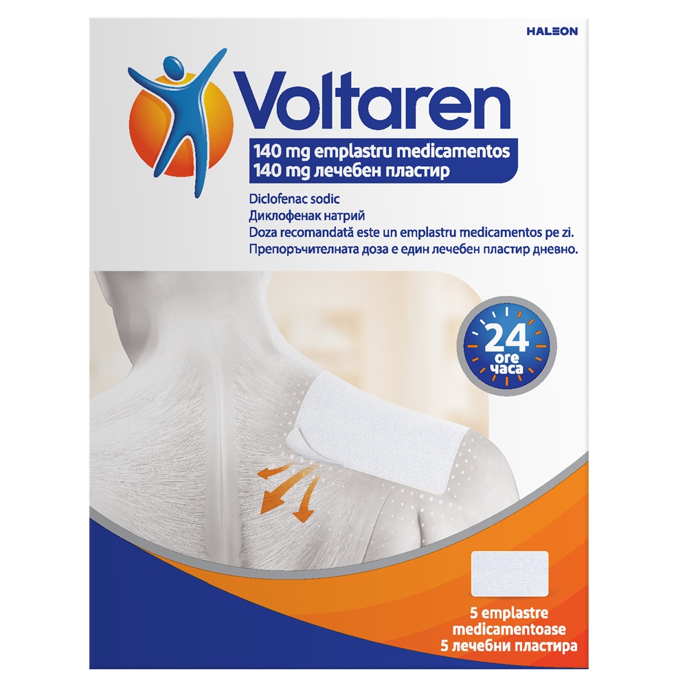 Voltaren, 140 mg emplastru medicamentos, 5 bucati, Haleon