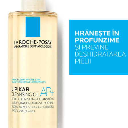 Pachet Ulei de dus relipidant pentru pielea uscata cu tendinta atopica Lipikar AP+, 2 x 400ml, La Roche Posay 612214