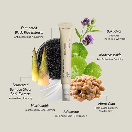 Crema pentru conturul ochilor cu bakuchiol si extract de orez negru Black Rice Bakuchiol, 20 ml, Haruharu Wonder 696775