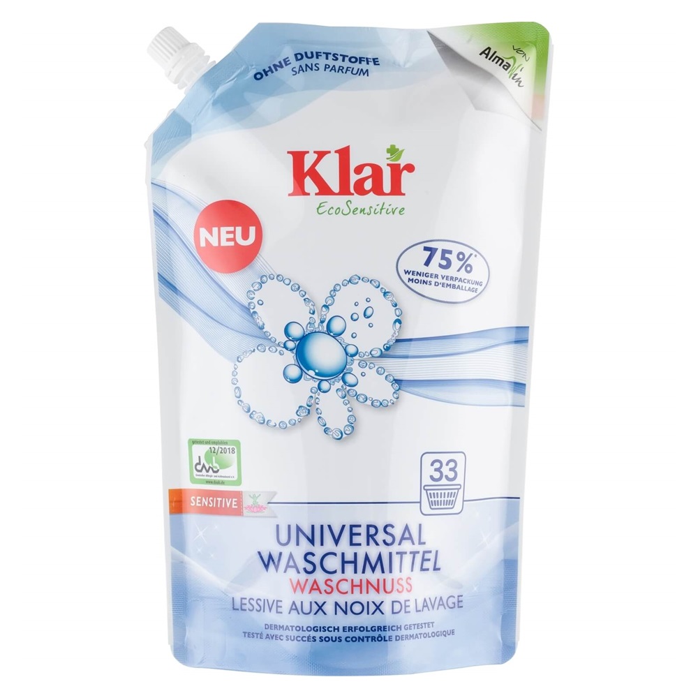 Detergent lichid de rufe bio universal cu nuci de sapun Klar, 1.5 l, AlmaWin