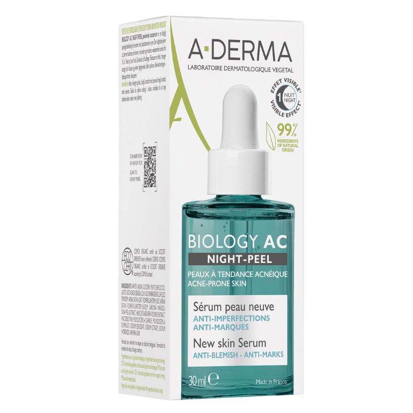 Serum peeling de noapte Biology AC, 30 ml, A-Derma