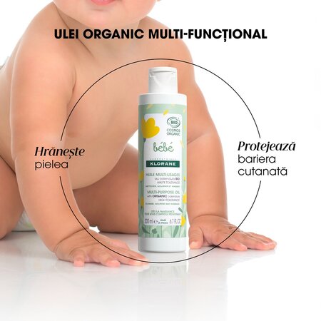 Ulei multifunctional bio, 200 ml, Klorane Bebe 612476