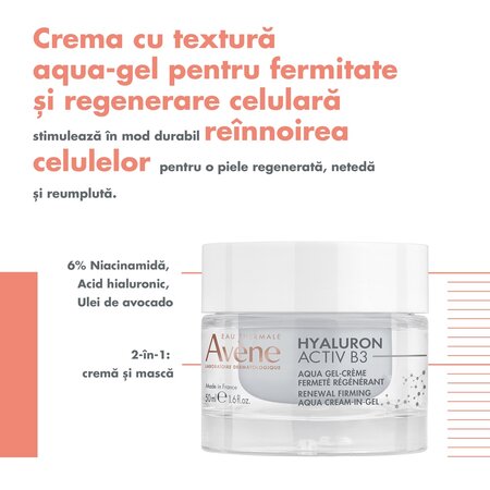Aqua-gel crema pentru regenerare celulara Hyaluron Activ B3, 50 ml, Avene 612493