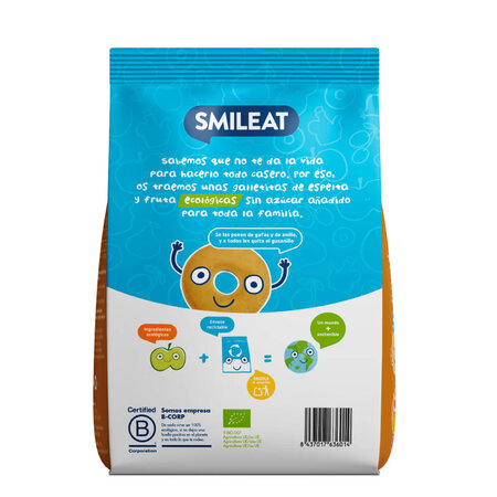 Biscuiti bio din grau spelta si mar, 220 g, Smileat 612506