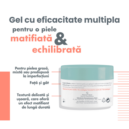 Aqua-gel matifiant Cleanance, 50 ml, Avene 612528