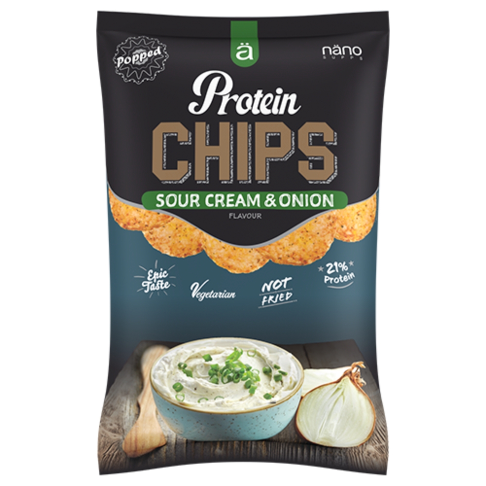 Chipsuri proteice fara gluten cu aroma de smantana si ceapa Protein Chips, 40 g, Nano Supps