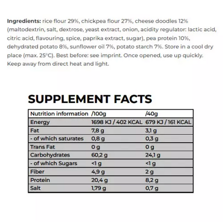 Chipsuri proteice fara gluten cu aroma de branza Protein Chips, 40 g, Nano Supps 612668