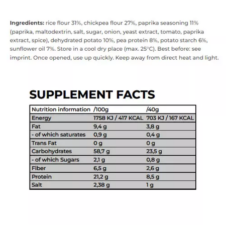 Chipsuri proteice fara gluten cu aroma de paprika Protein Chips, 40 g, Nano Supps 612667