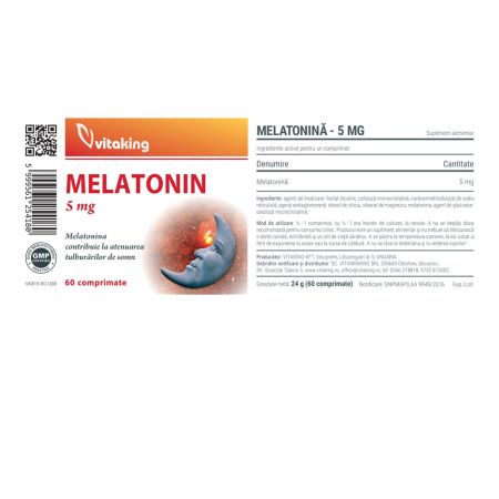 Melatonina, 5 mg, 60 comprimate, Vitaking 705862