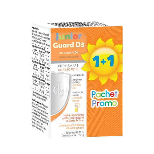 Pachet Vitamina D3 Junior Guard, 10ml+10ml, Elantis