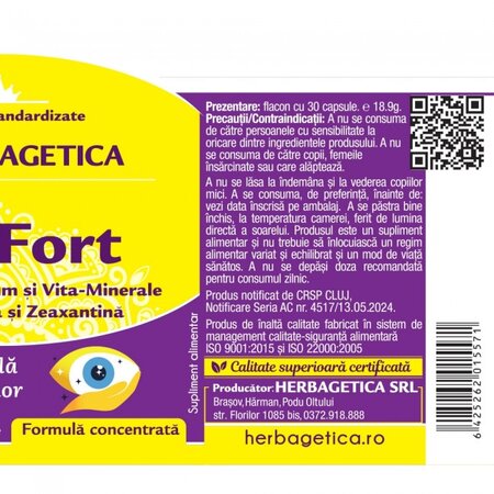 OcuFort, 30 capsule, Herbagetica 613061