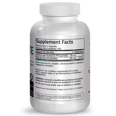 Zinc Picolinat, 30 mg, 100 capsule, Bronson Laboratories 613139