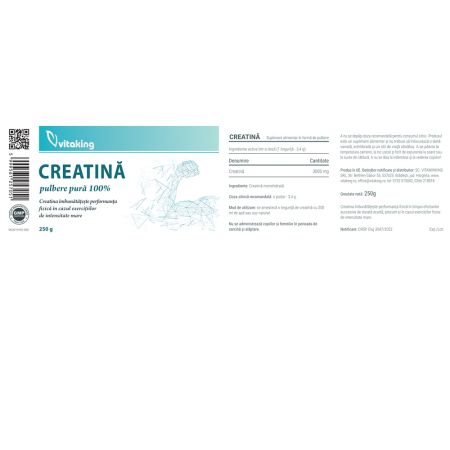Creatina monohidrata pudra, 250 g, Vitaking 705950