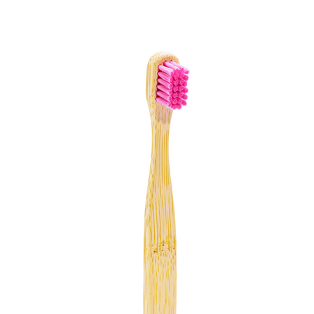 Periuta roz intens de dinti din bambus 3-12 ani Kids, 7680 peri ultrasoft, 1 bucata, Gingia 613370