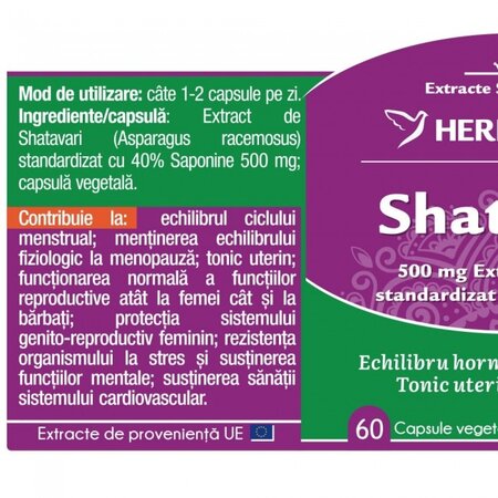 Shatavari, 60 capsule vegetale, Herbagetica 613390