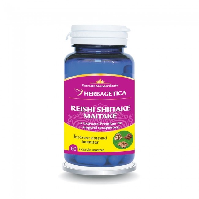 Reishi Shiitake Maitake, 60 capsule vegetale, Herbagetica