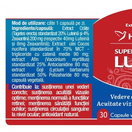 Super Luteina Zeaxantina, 48mg, 30 capsule vegetale, Herbagetica 613424