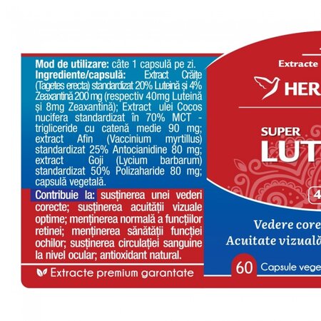 Super Luteina Zeaxantina, 48mg, 60 capsule vegetale, Herbagetica 613435