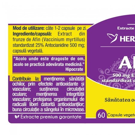 Afin, 60 capsule vegetale, Herbagetica 613446