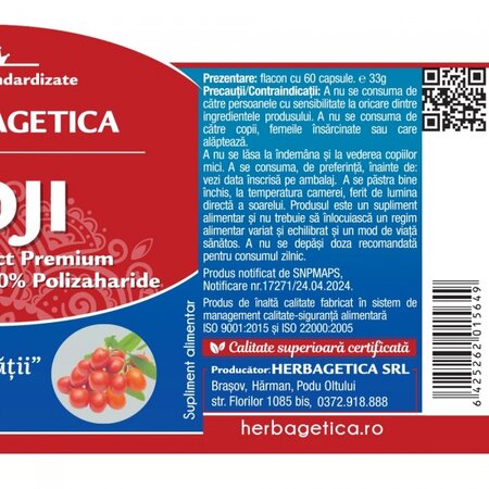 Goji, 60 capsule vegetale, Herbagetica 613451