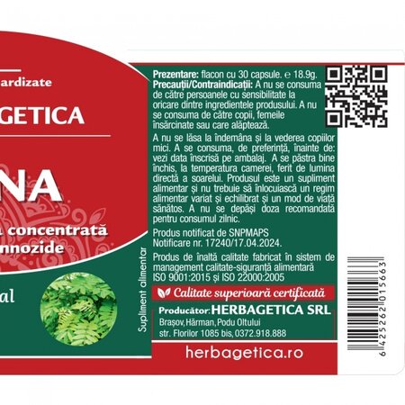 Senna, 30 capsule vegetale, Herbagetica 613462