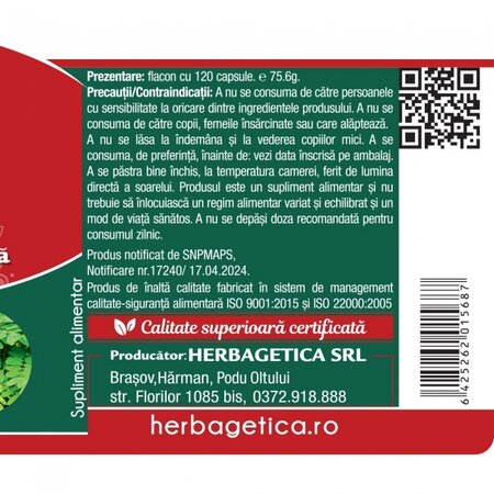Senna, 120 capsule vegetale, Herbagetica 613469